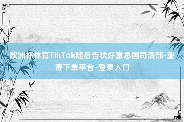 欧洲杯体育TikTok随后告状好意思国司法部-亚博下单平台-登录入口